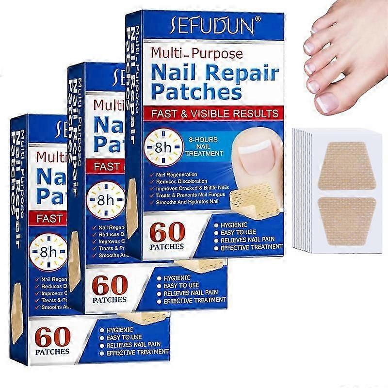 Paquet de 3 patchs réparateurs d’ongles pour le traitement des champignons et le soin des ongles fendus, imperméables et respirants