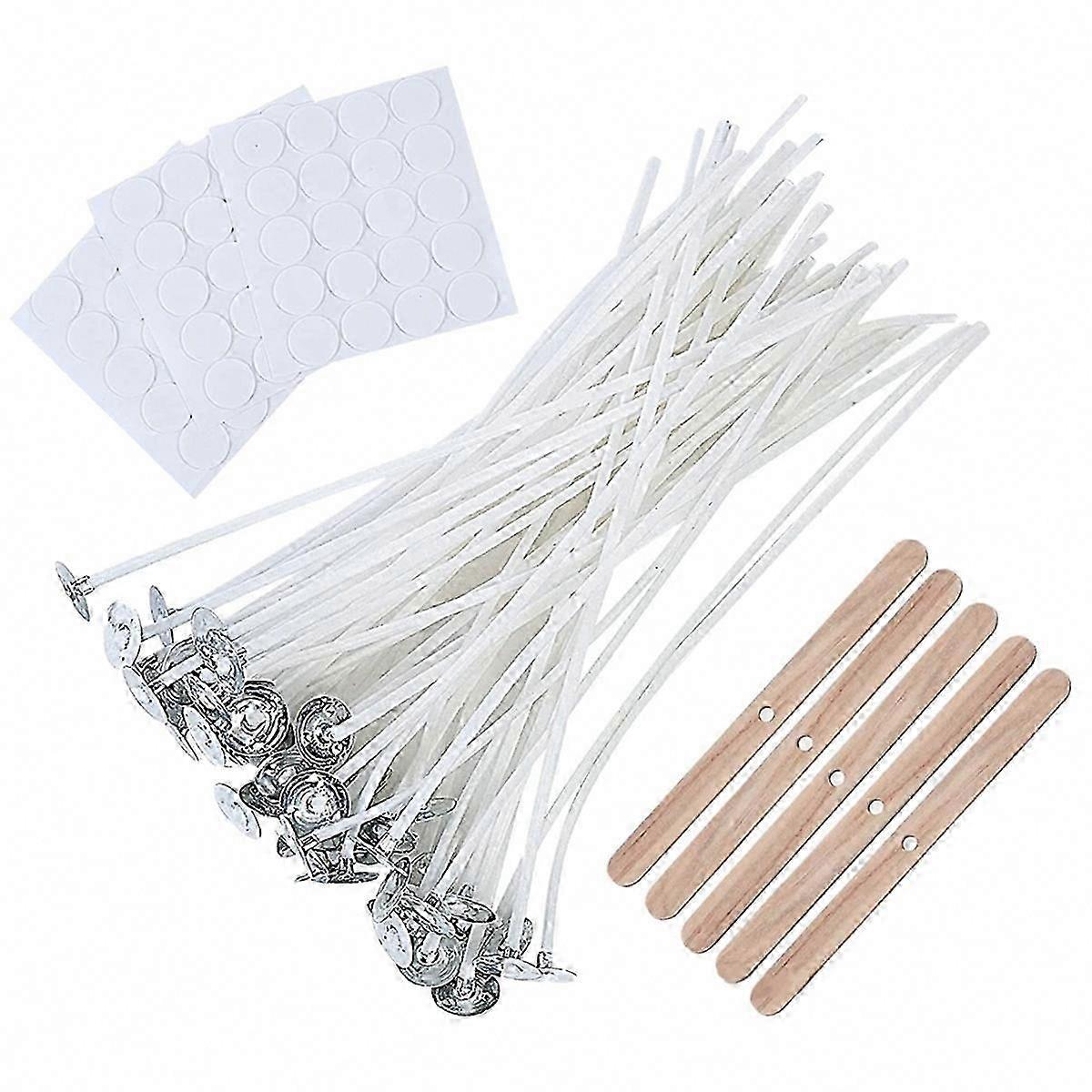 20CM Bulk Candle Wicks 100Pcs with Candle Wick Stickers for Candle Making