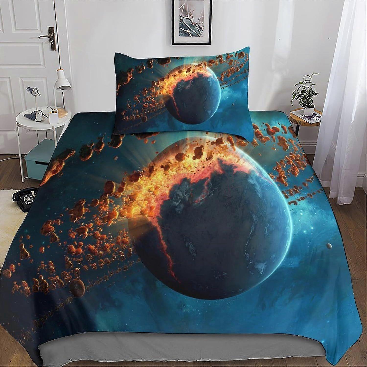 Bedding Single Bed Set Galaxy Printed Duvet Cover Super Soft Microfiber Bedding Set with Zipper with Pillowcases Quilt Cover Hypoallergenic for in Kid