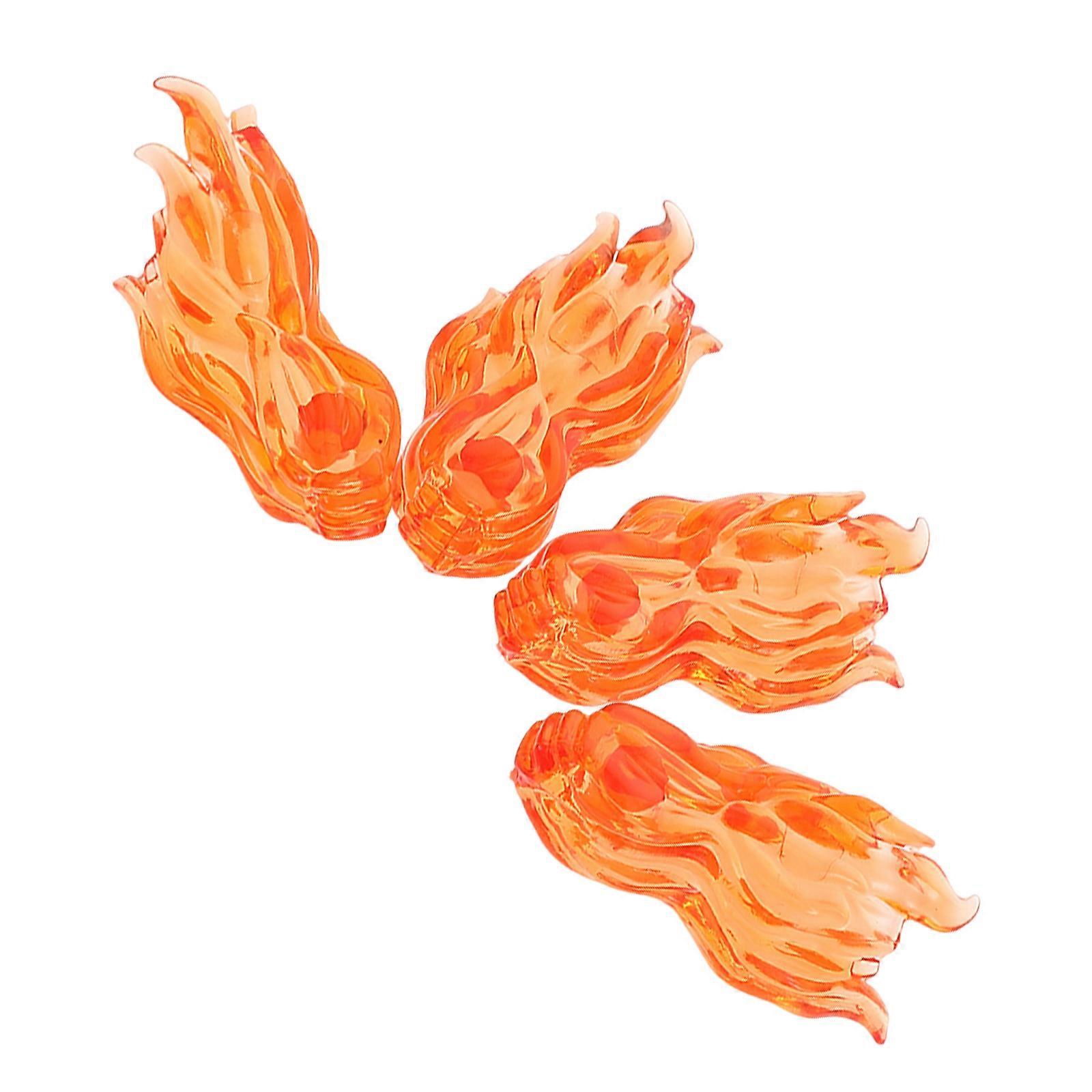 Fire Model Action Figure Effects Set for Educational Play 4Pcs Orange Toy Accessories