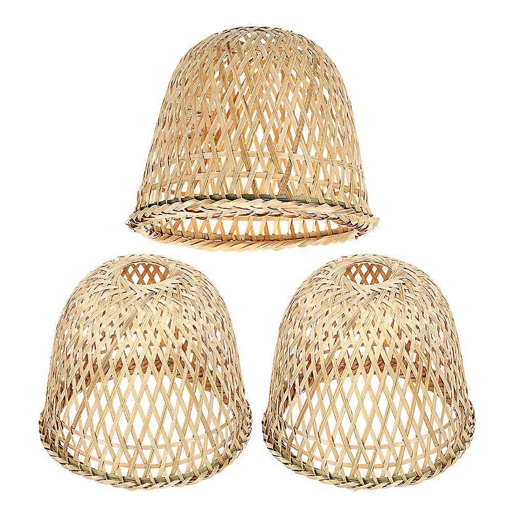 Handwoven Bamboo Lampshade for Soft Lighting 3Pcs Rustic Design