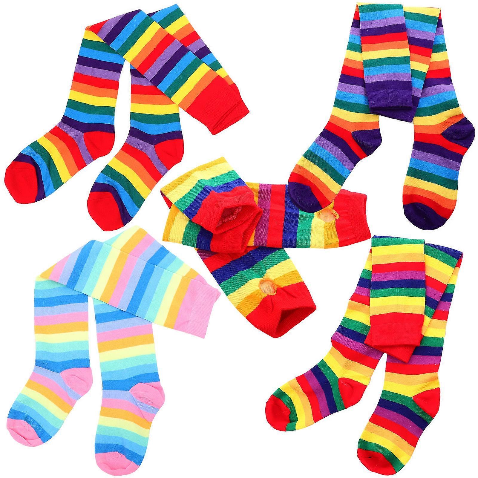 Rainbow Over Knee Socks Decorative Over Knee Socks for Party 1Set