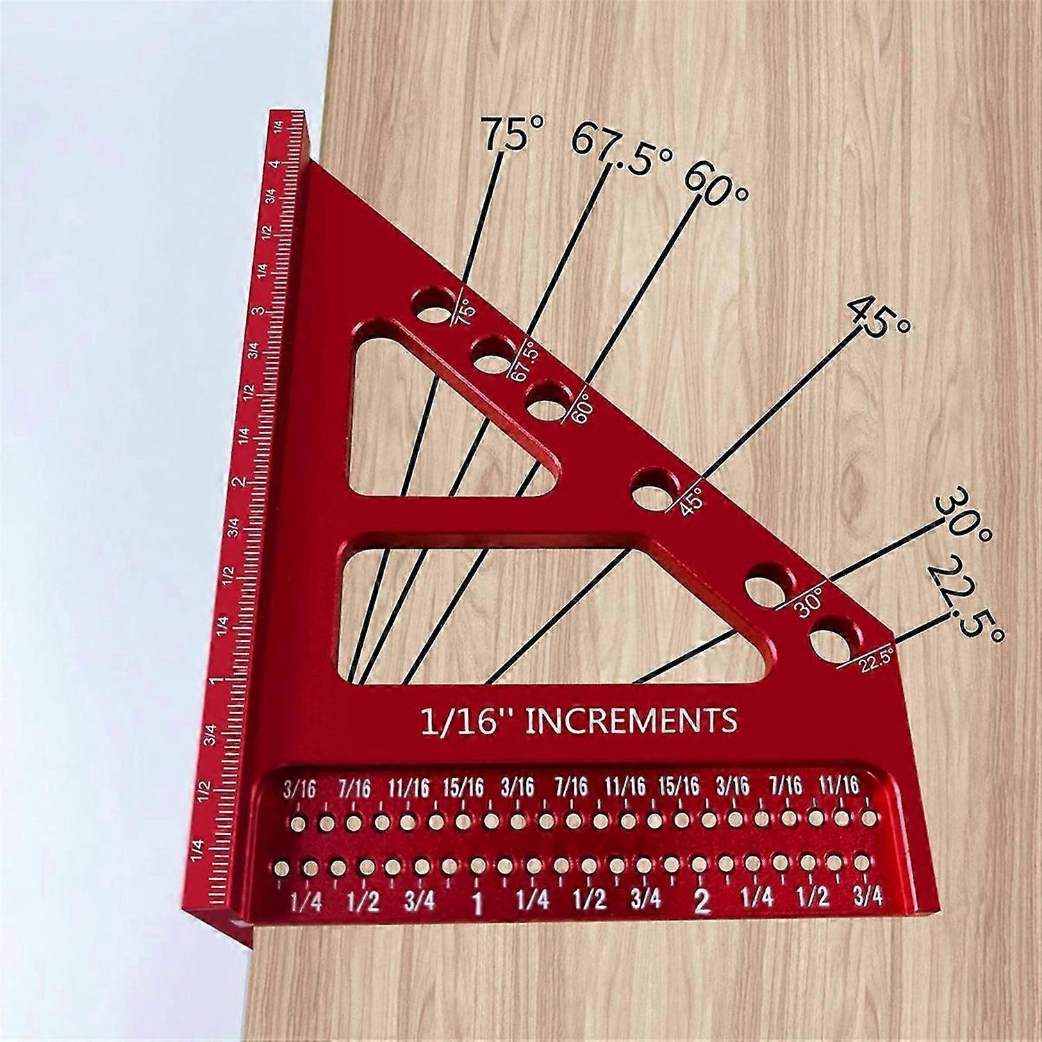 Aluminum Miter Triangle Ruler - 3D Multi-Angle Woodworking Square Protractor - Enhanced Hole Scriber