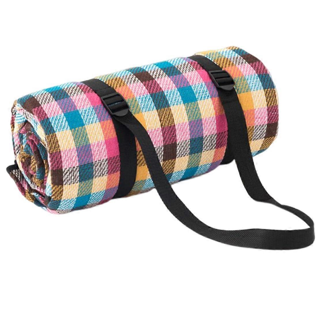 Picnic Rugs Waterproof 200 X 200 Cm Large 3Layer Beach Blanket With Storage Bag Colorful Plaid Outdoor Use