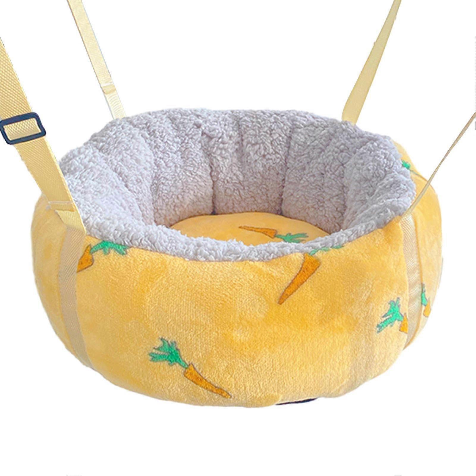 Cat Hammock for Cage Kitten Hammock Plush Hammock Bed Non Slip Base Adjustable Straps and Hooks Yellow Radish