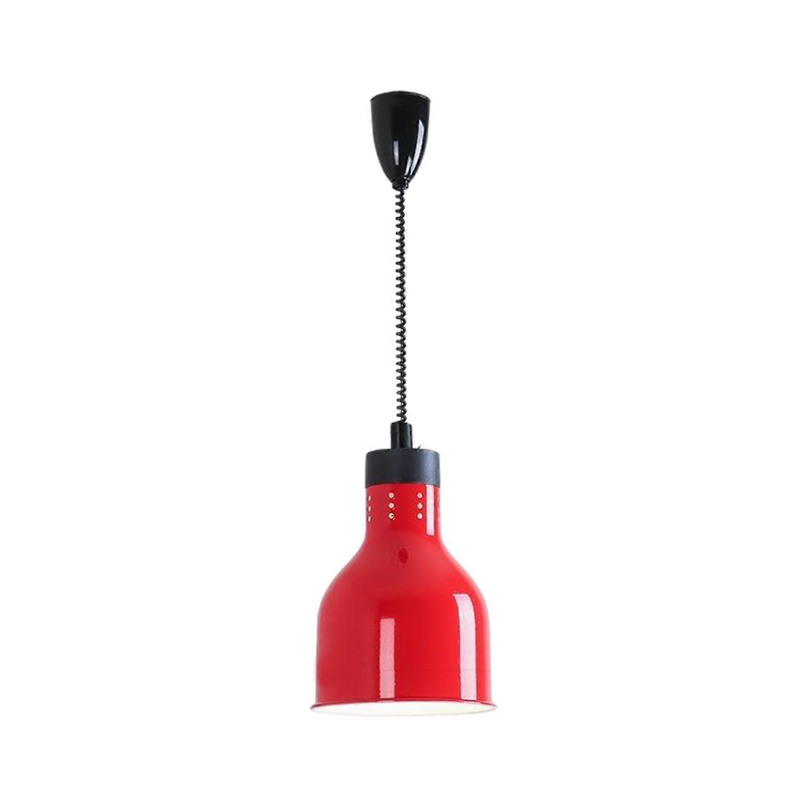 Food Heating Lamp with Hanging Retractable Design, E27 Socket, Red Color for Fried Food Buffets and Cafeterias