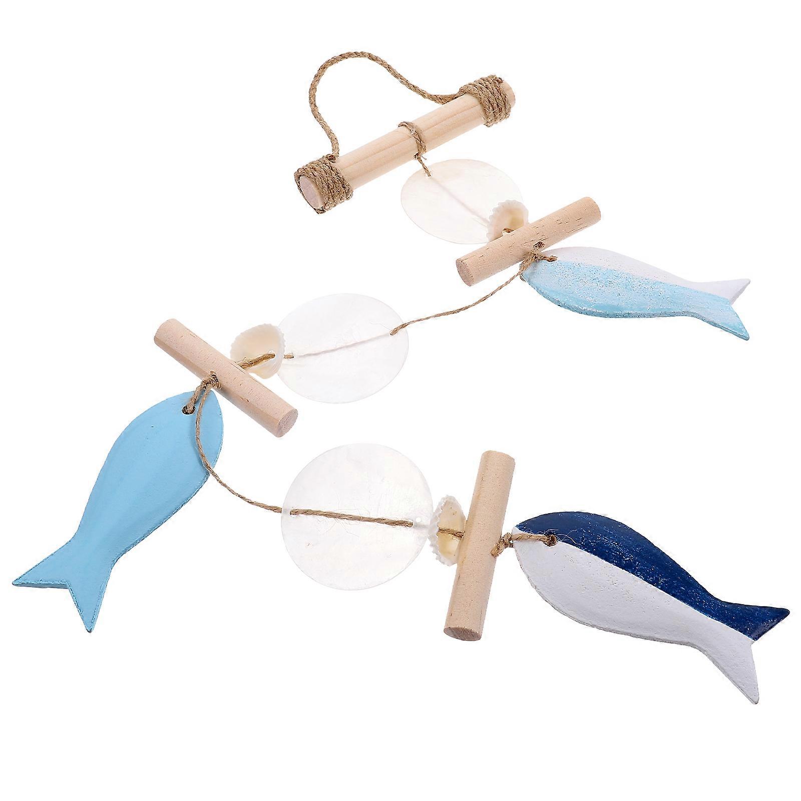 Mediterranean Style Decor Wind Chime for 5Pcs Fish Pendant Wall Hanging
