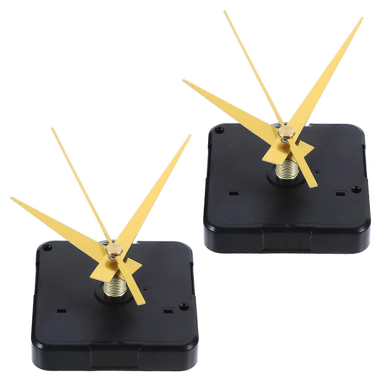 Wall Clock Movement Mechanism for Handicraft Enthusiasts and Repair Professionals with Black Plastic Structure for Silent Operation 2sets