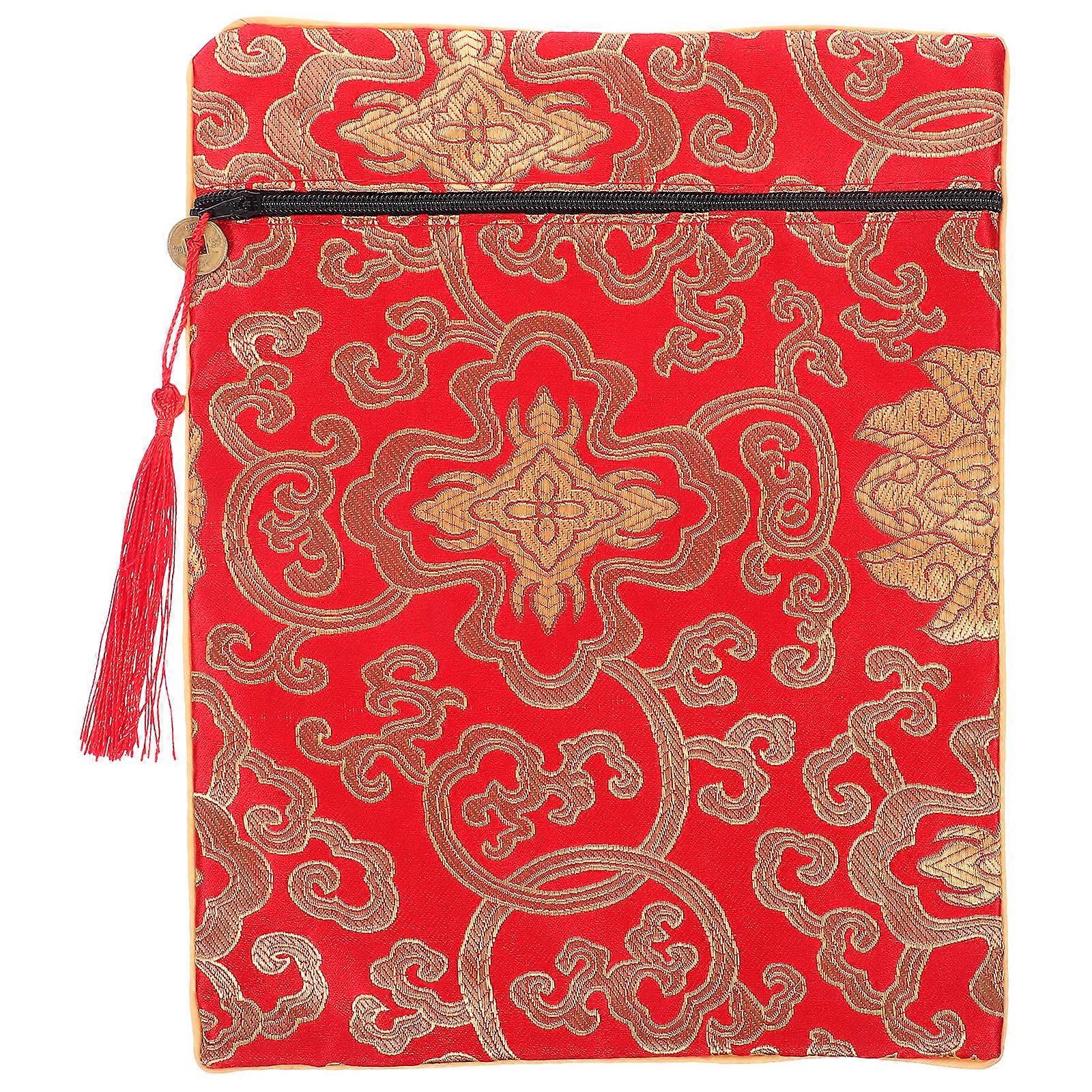 Book Pouch For Bible Cloth Or Fabric Envelope Bag Protection Rectangular Red 1Pcs