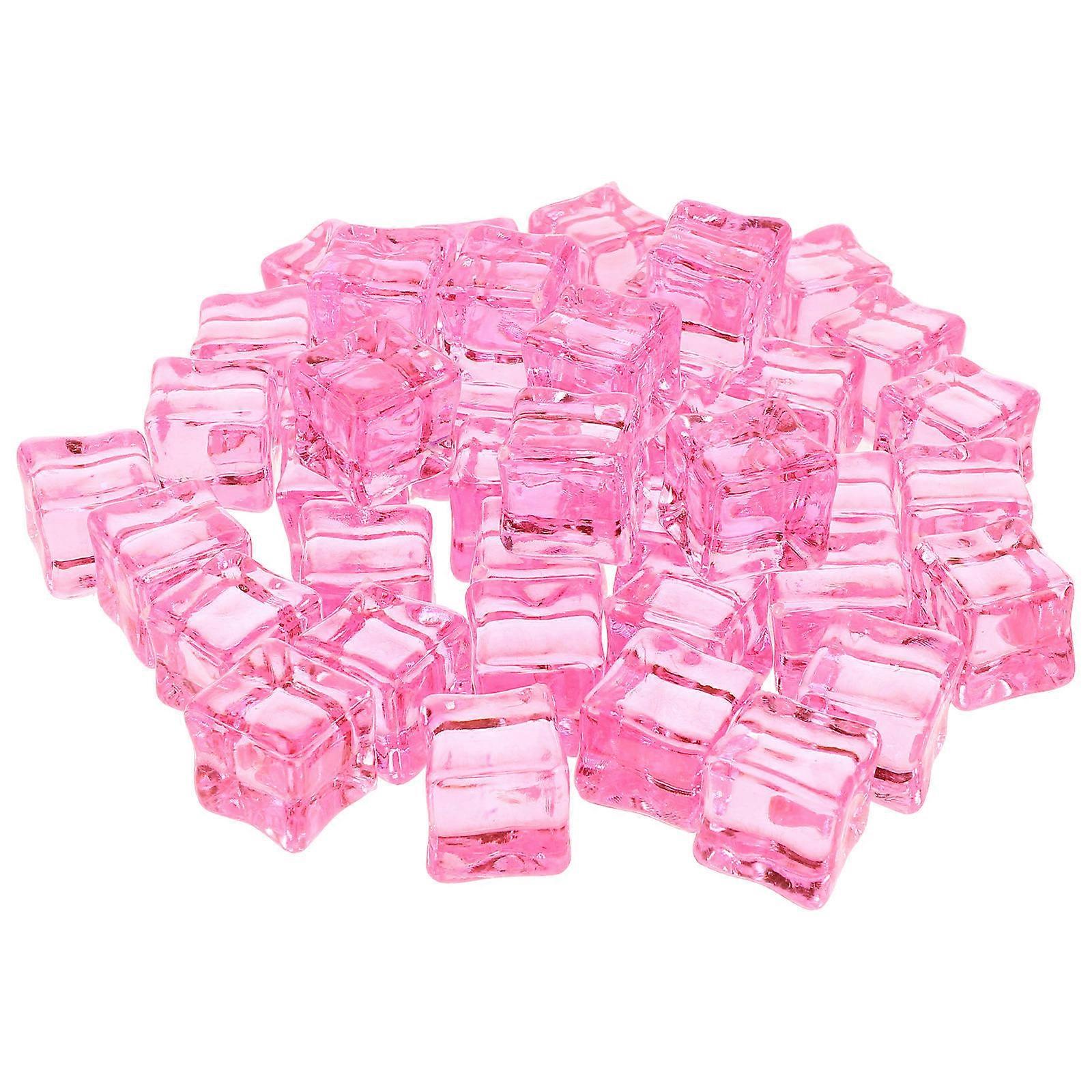 Decorative Pink Plastic Ice Cubes 100Pcs Square Shapes Perfect For Fish Tank Decor And Photography Props