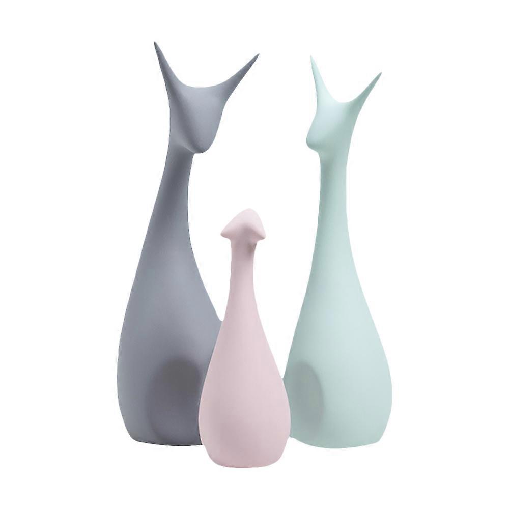 Nordic Style Ceramic Animal Statues Ornament Ideal For Home Decor 2 Sets
