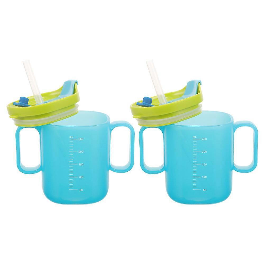 8 Pcs Feeding Cup Liquid Feeding Cup For Elderly Bedridden Patients With Measurement Design Sky-blue Color Compact And Spill Proof