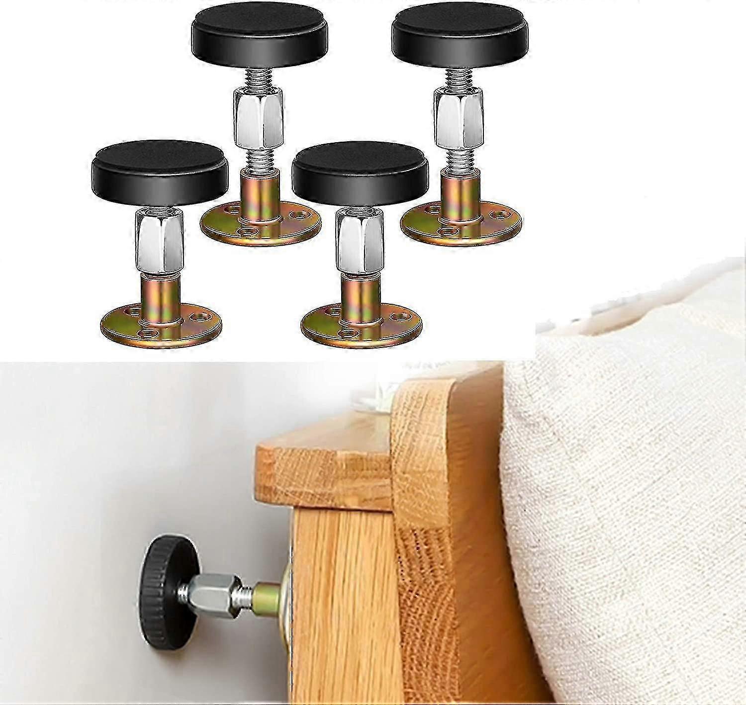 4PCS Adjustable 47-64 mm Threaded Bed Frame Anti-shake Tool, Headboard Stoppers