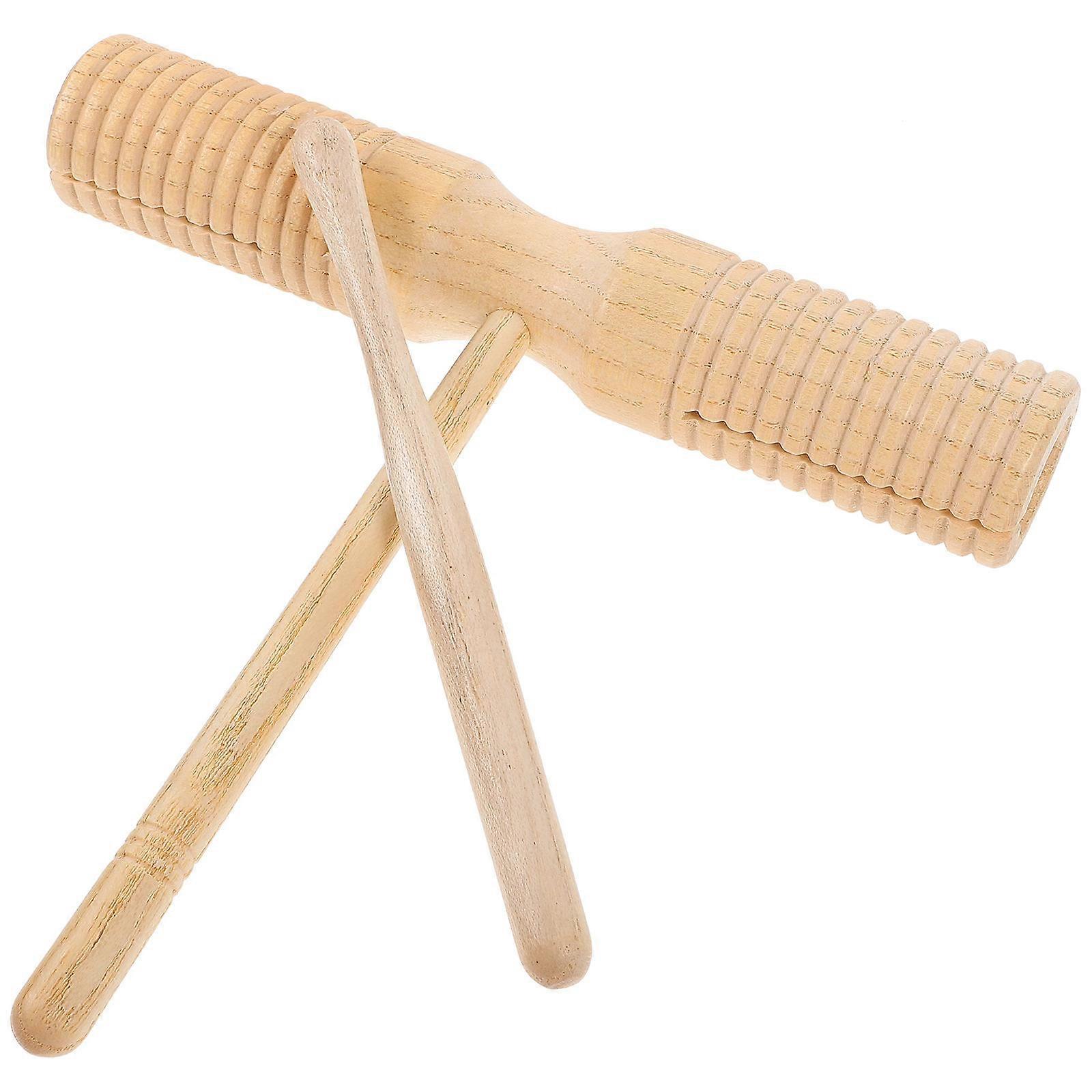 Guiro Percussion Instrument Wood for Beginner 4Sets with Stick Durable