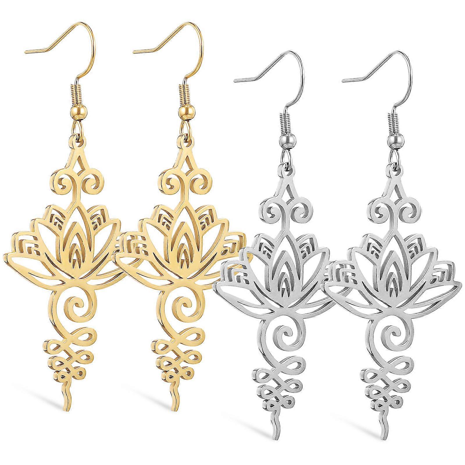 Dangle Earrings Lotus Flower Style Earrings For Women Casual Unique Design Assorted Color 8 Pairs