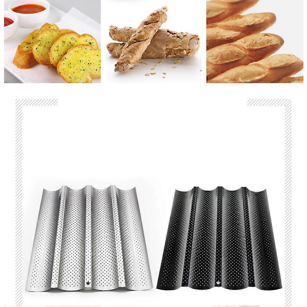 Französisches Brot backen Antihaft-Brotform, Ofengebrauch, für Hobbybäcker, 4 Wellenbrote, Laib-Backform, Tablett, 15 x 13, 1 Packung