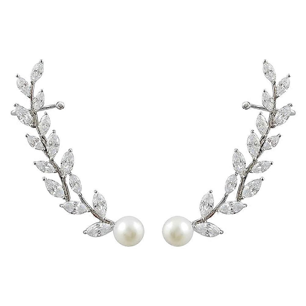 Ear Climber Silver 2Pairs Leaf Shape Crawler Cuff Stud Jewelry