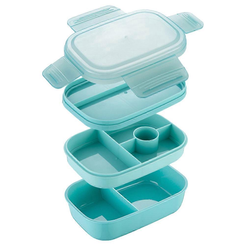 Leakproof Bento Box 3Pcs With Soup Bowl For Kids Food Storage Container Ideal For School Camping Blue