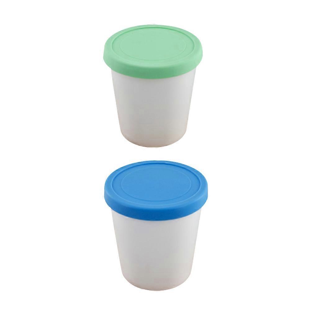 Leak-Proof Silicone Ice Cream Holder Reusable Containers Assorted Color Freezer Storage 2Pcs