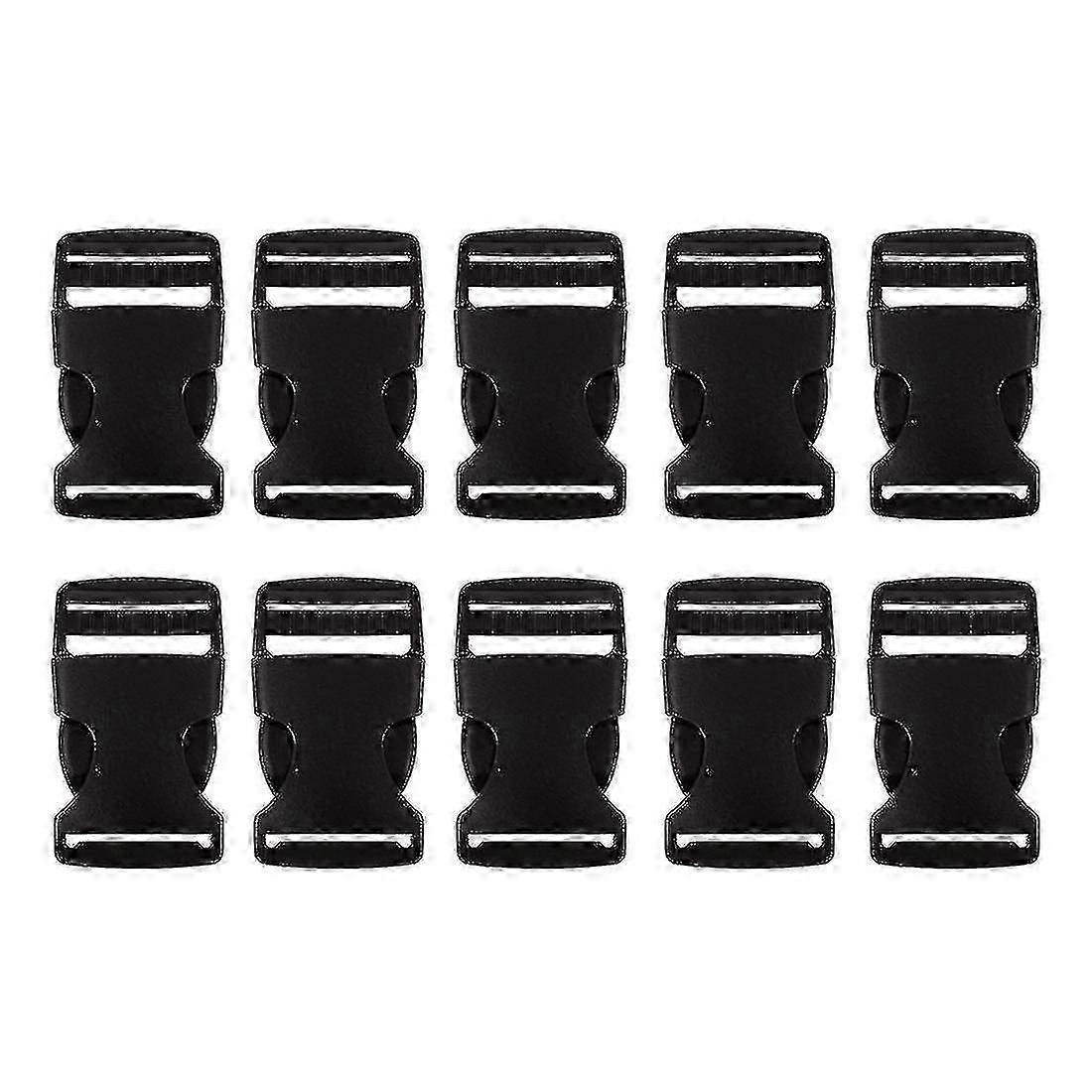 For10 Pcs 1 2.5CM Width Plastic Safety Quick Release Buckles Black