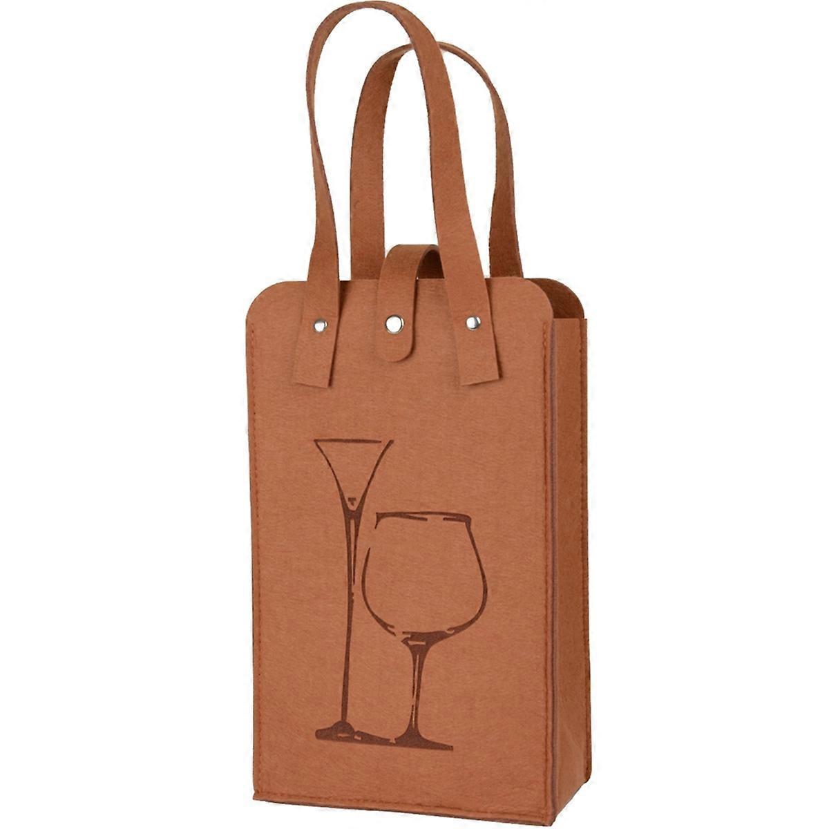 Portable Double Layer Felt Bottle Tote Bag, Insulated Wine Cooler Bag