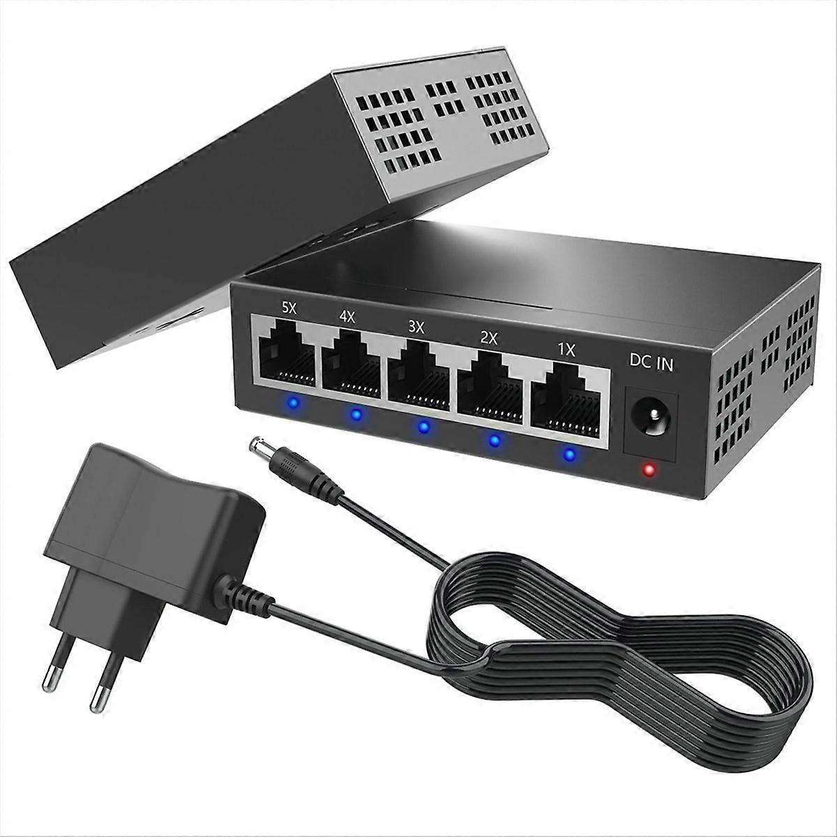 5 Port Gigabit Industrial Switch 1000Mbps Mini Network Ethernet Switch Home Splitter Office Network Distributor EU Plug