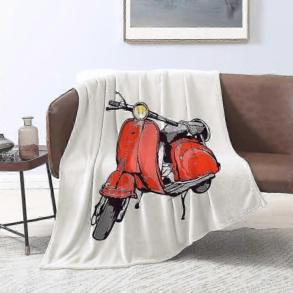 flanelowe koce, prędkość skuter vintage grafika ręczna stara vespa travel włosje motocykl szkic projekt eng, rzuca na sofę puszysty koc łóżko narzuta f be
