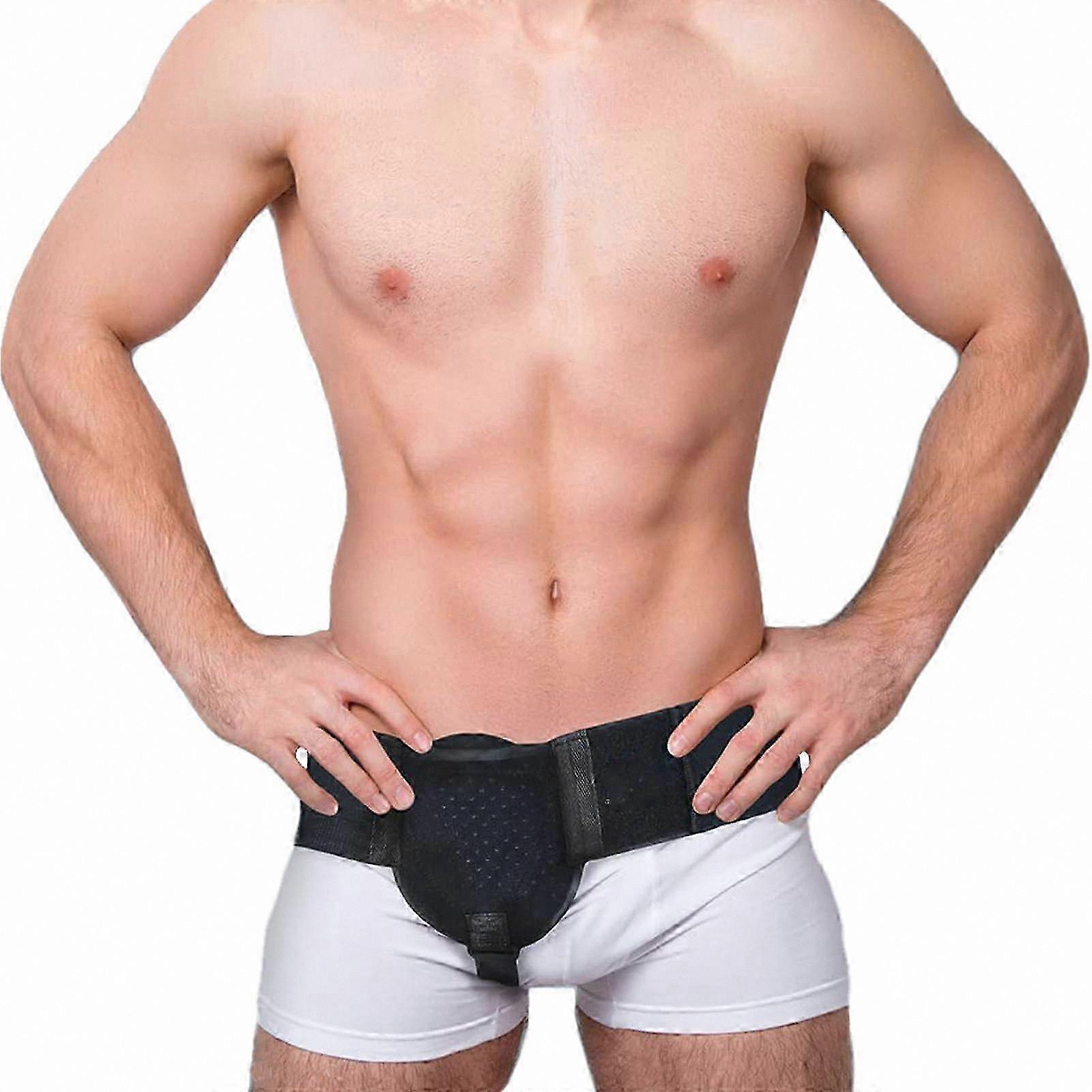 Men's Adjustable Hernia Support Belt, Flexible Postpartum and Umbilical Hernia Bandage, Black (Size L)