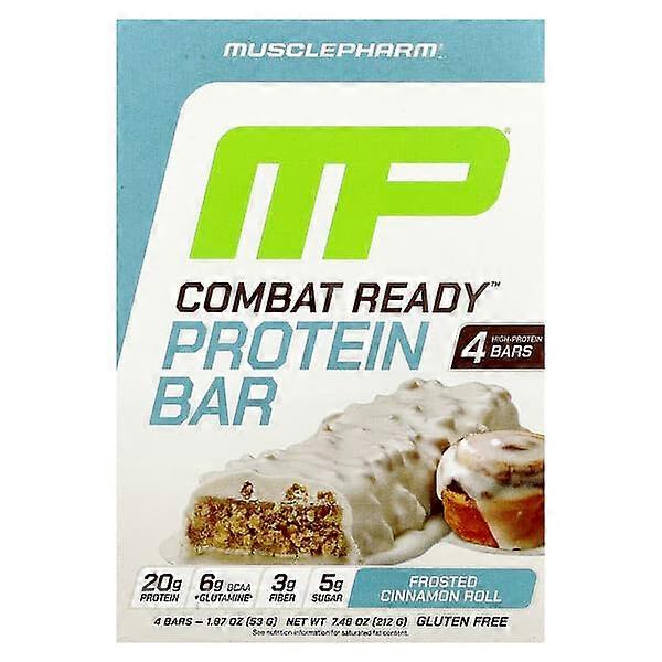 MusclePharm, Combat ReadyÃÂ¢ÃÂÃÂ¢ Protein Bar, Frosted Cinnamon Roll , 4 Bars, 1.87 oz (53 g) Each