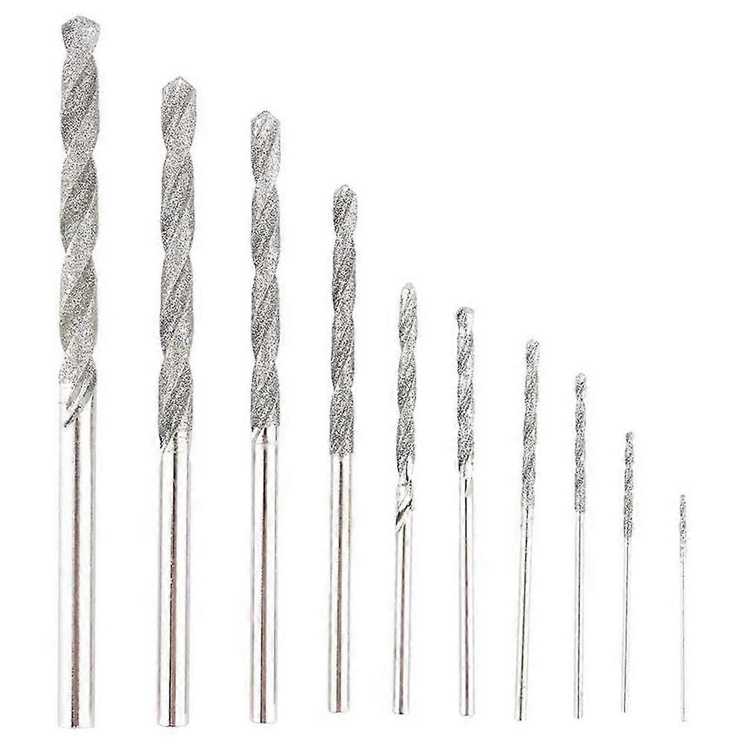 10 Pieces Diamond Drill Bits Set Twist Diamond Tip Drill Bit Heavy Duty Mini Diamond Drill Bit Set
