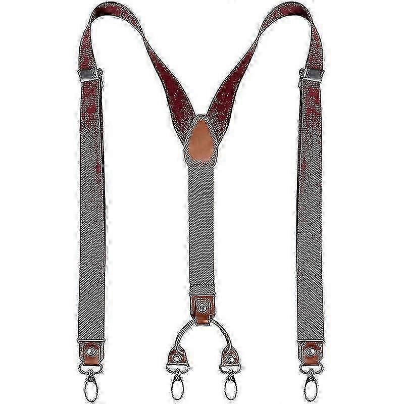 メンズY字型ワイドヘビーデューティーサスペンダー、4つの金属クリップと調節可能な伸縮性ストラップ付き