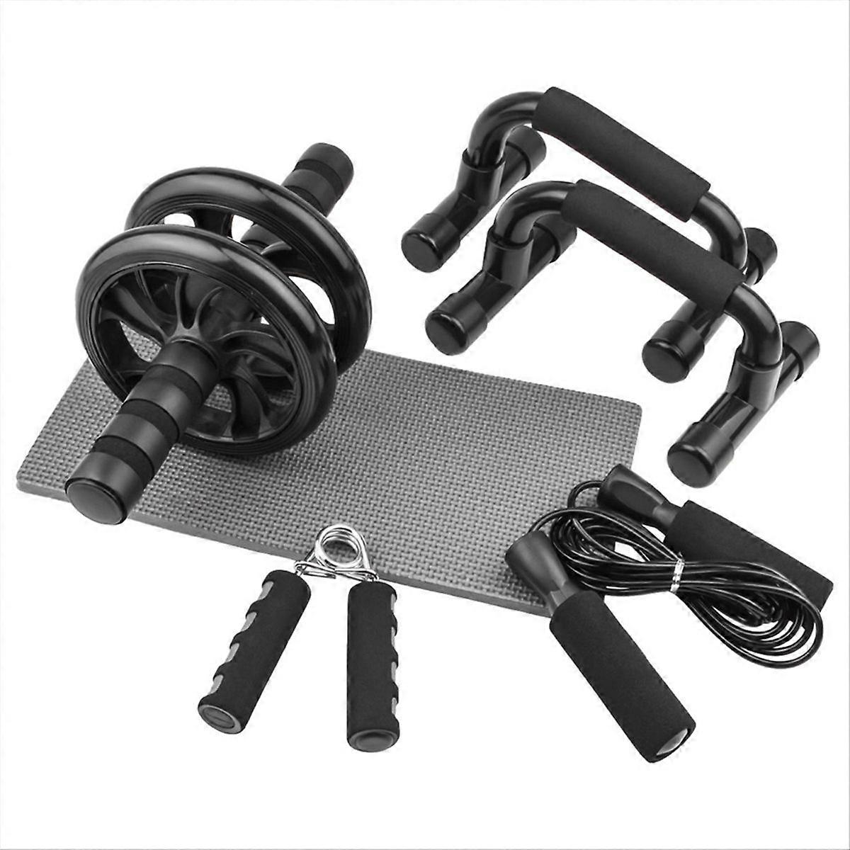 Black Abdominal Wheel Set 5-Piece Set Push-Ups Abdominal Wheel Dual