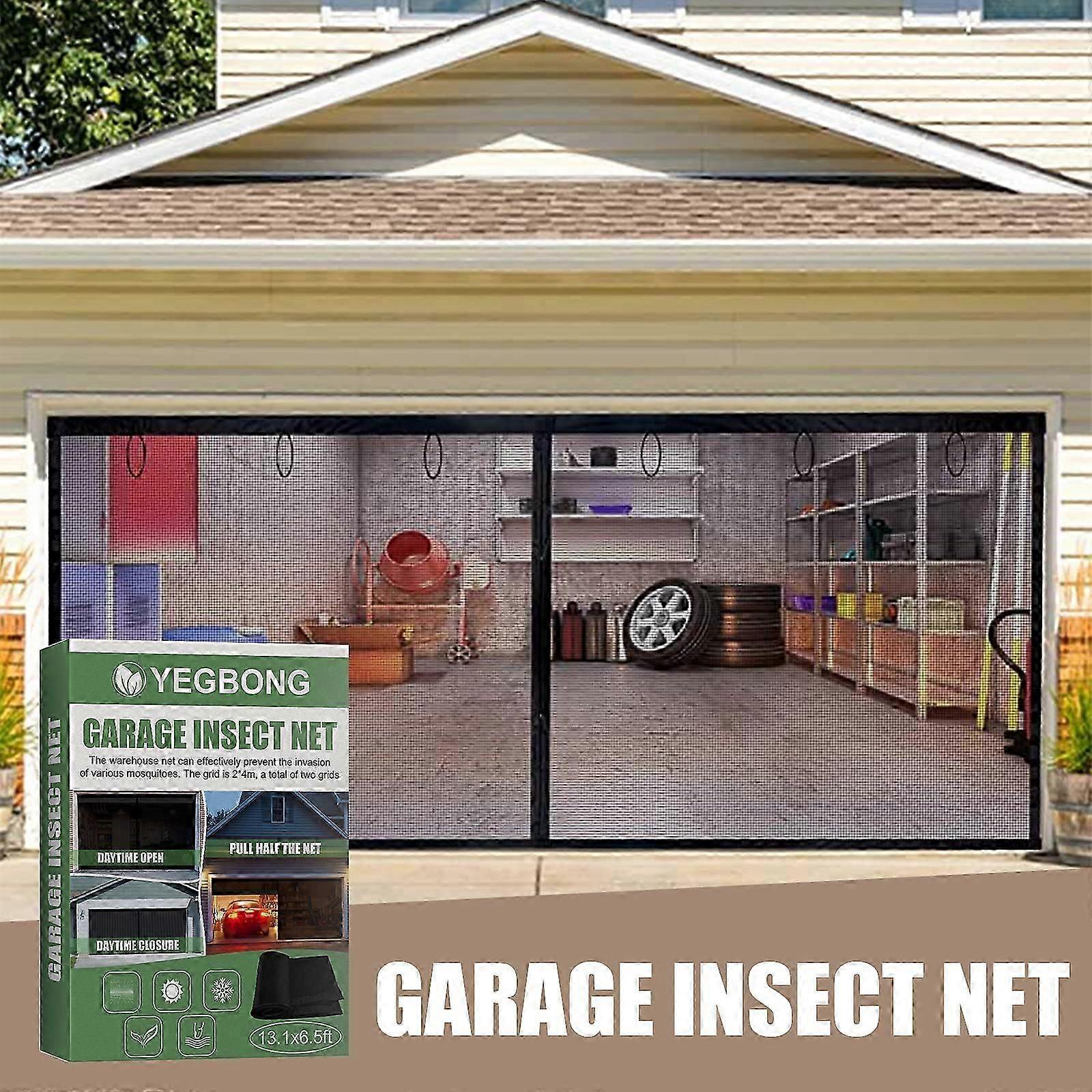 1 Set Magnetic Heavy Duty Mesh Garage Door Self-Sealing Warehouse Indoor Screen Curtain Mosquito Netting Home Textile 2 * 4 m