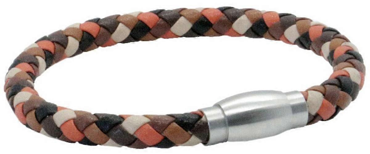 David Van Hagen Leather Bracelet - Black/Orange/Brown