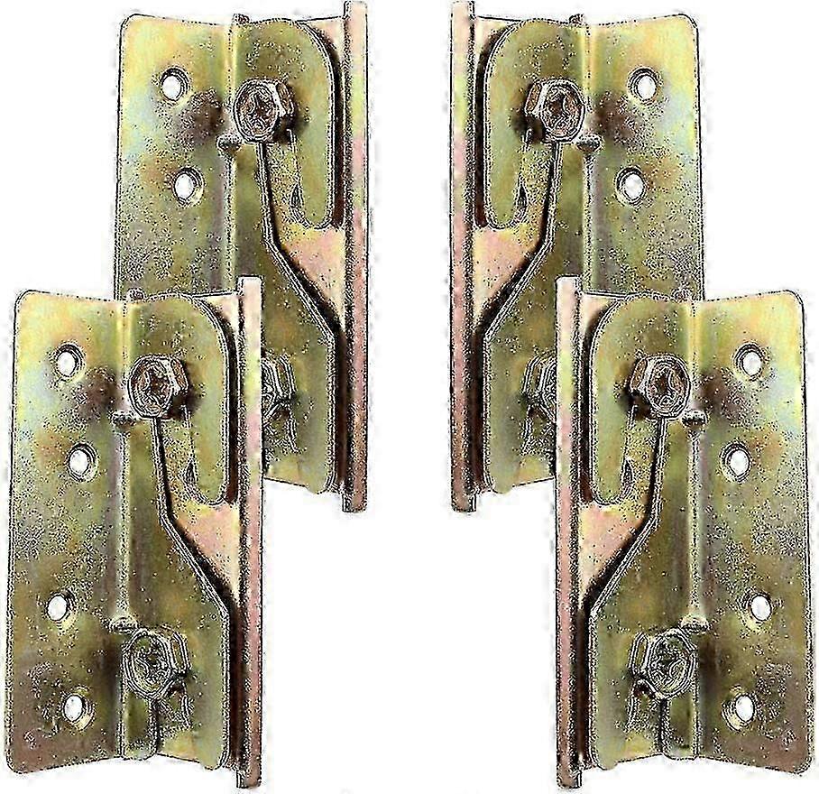 Set of 4 Heavy Duty Rust Resistant Mortiseless Bed Rail Brackets with Screws for Bed Frame