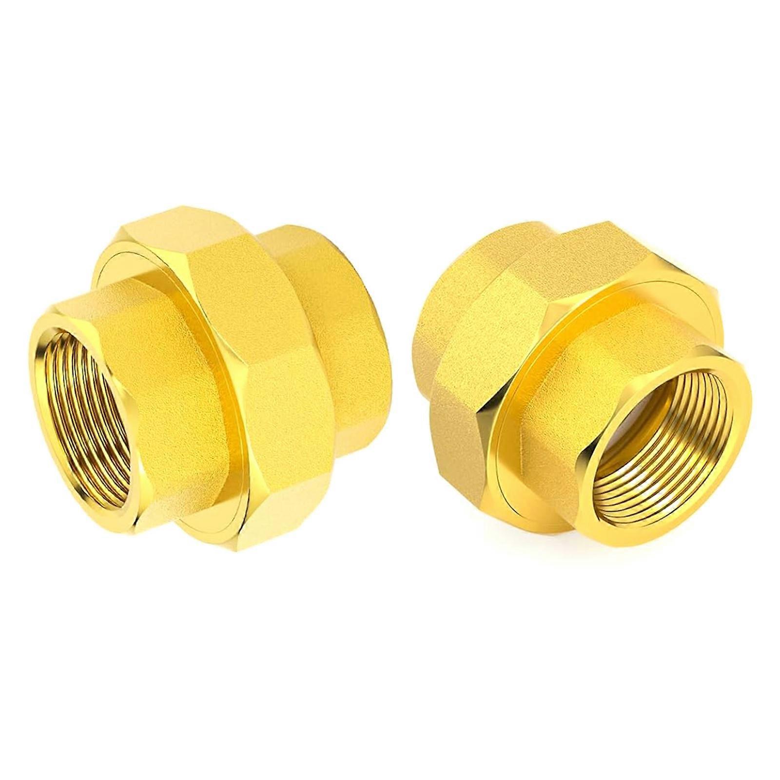 2Pcs Double Female Threads Quick Connector 1/2inch Brass Hexagonal Head Adapter Replacement Hose Connector Enduring Multicolor