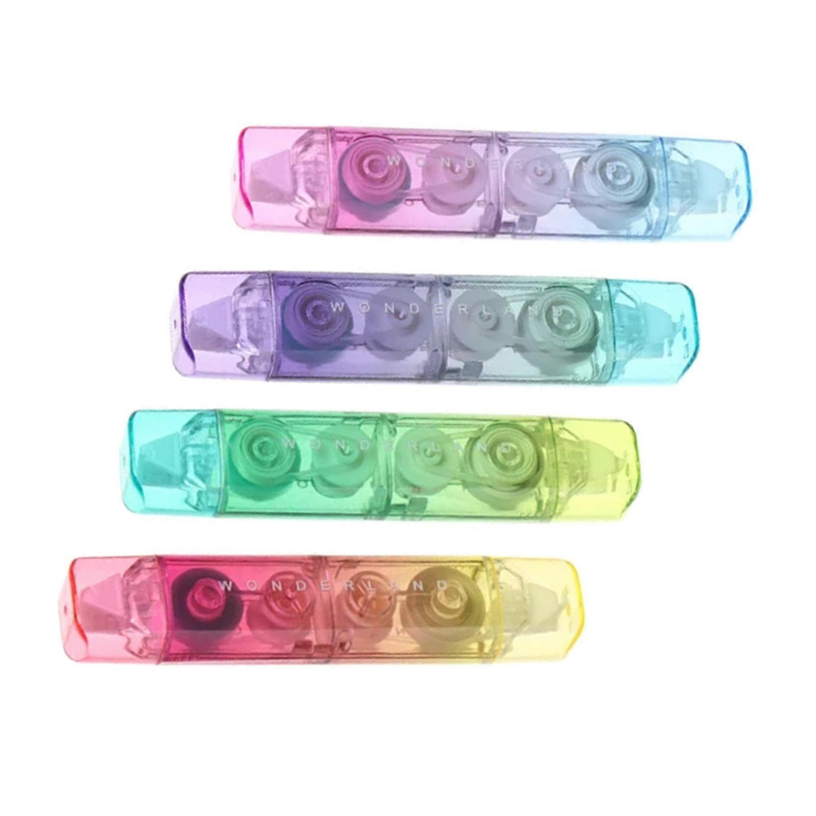 4 Pcs White Out Correction Tape 2-in-1 Correction Rollers Gradient Correction Tape and Adhesive Tape School Supplies  Four colors