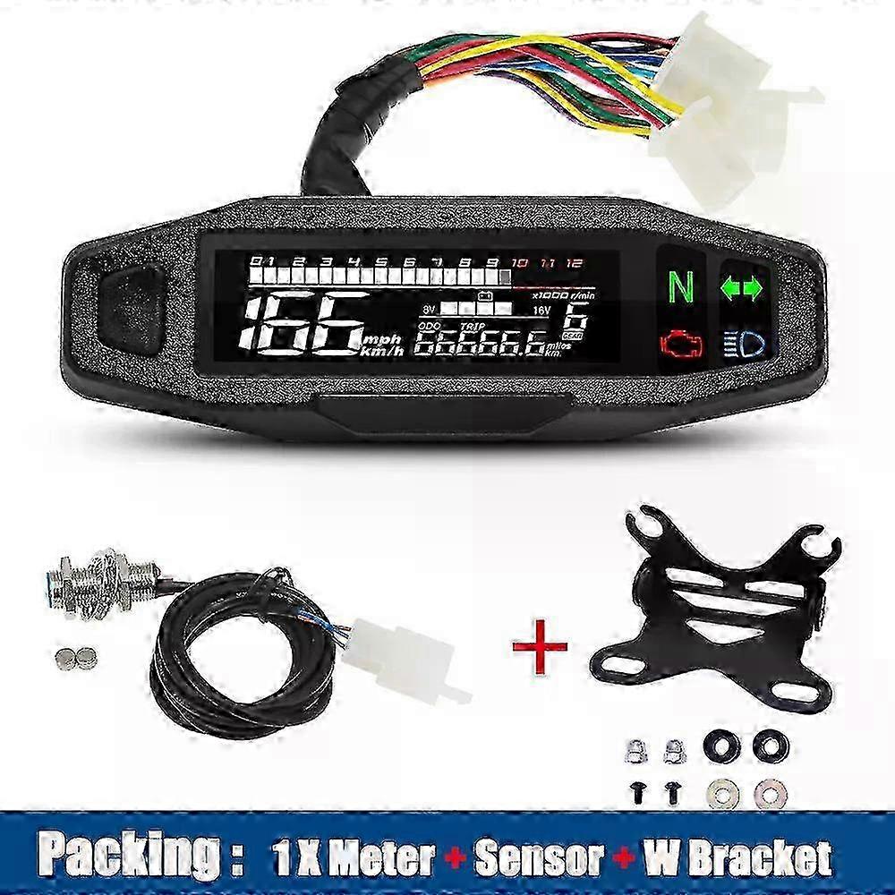 Motorcycle Speedometer Universal Digital Dashboard Instrument with Turn Signal Light Km/h Hour Meter Oil Gauge Tach Waterproof