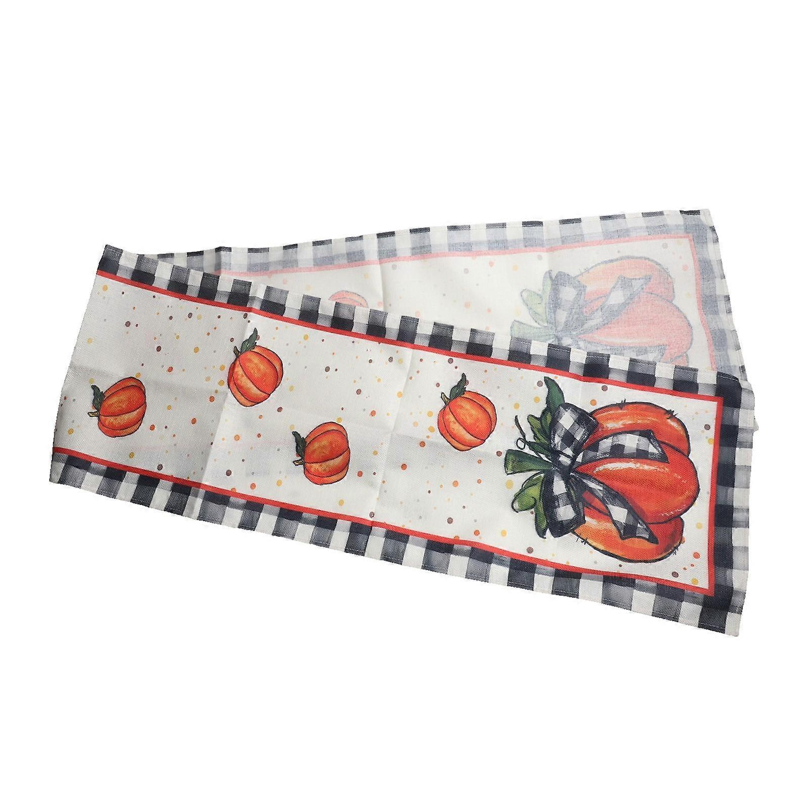 13*72IN Pumpkin Maple Leaf Print Table Runner Tablecloth Kitchen Table Décor