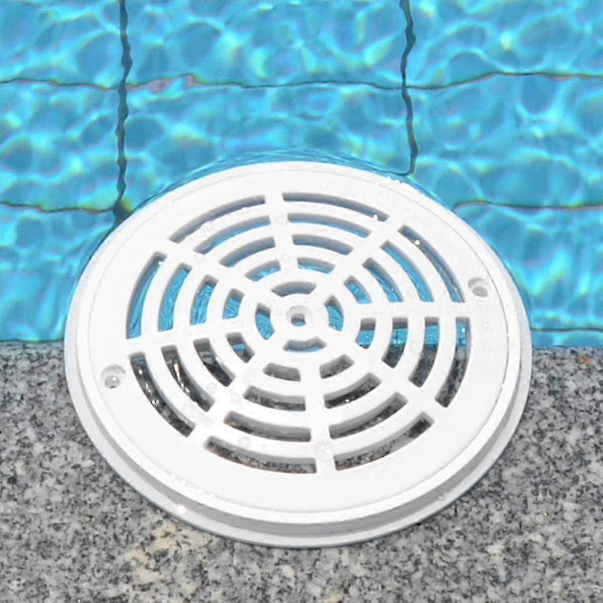 White Replacement Pool Drain Cover with Top Grate and Bottom Mounting Plates for 8-Inch Pool Main Drain 2025