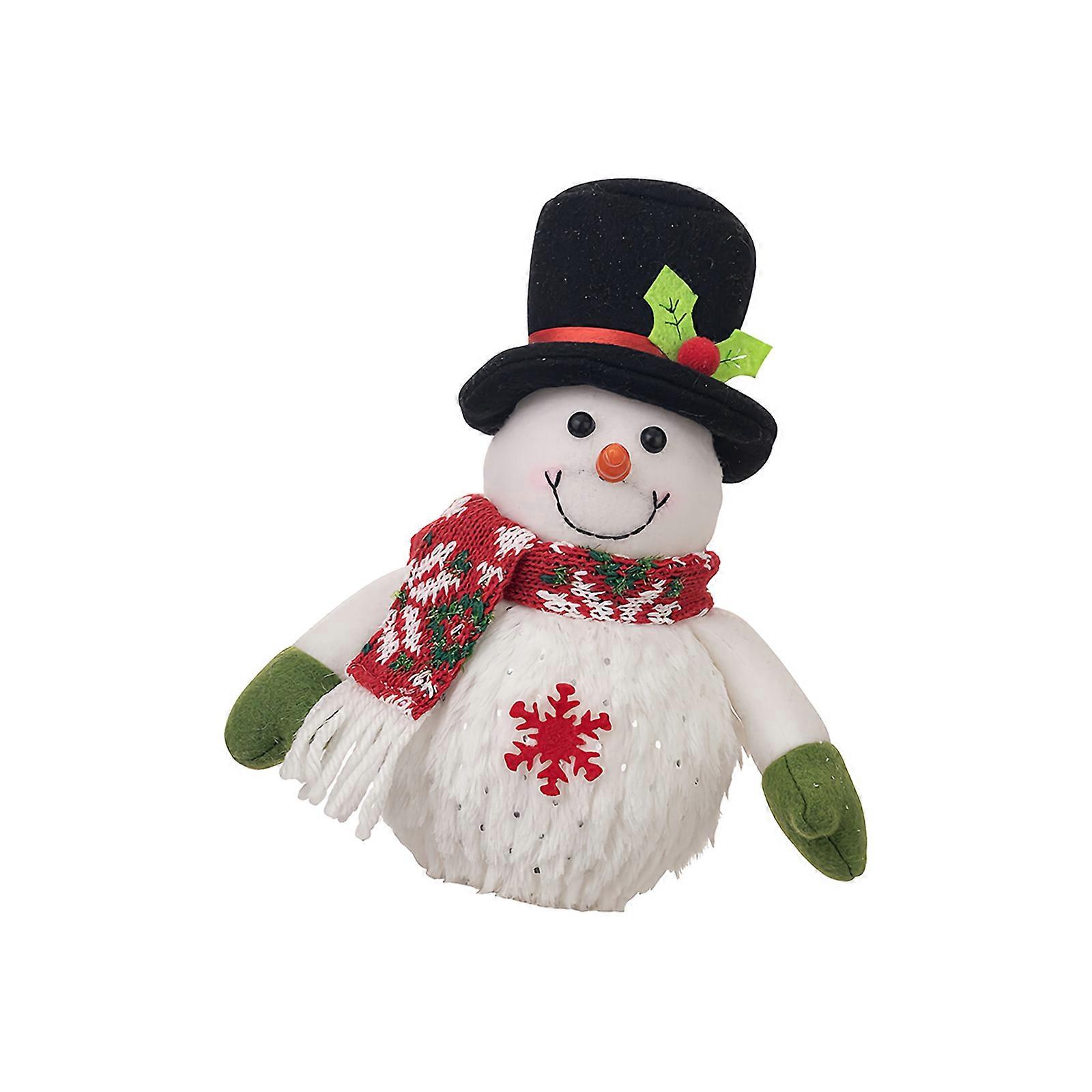 Traditional Christmas Snowman Statue with Energy Efficient LED Night Light Function Battery Operated Tabletop Ornament Multicolor