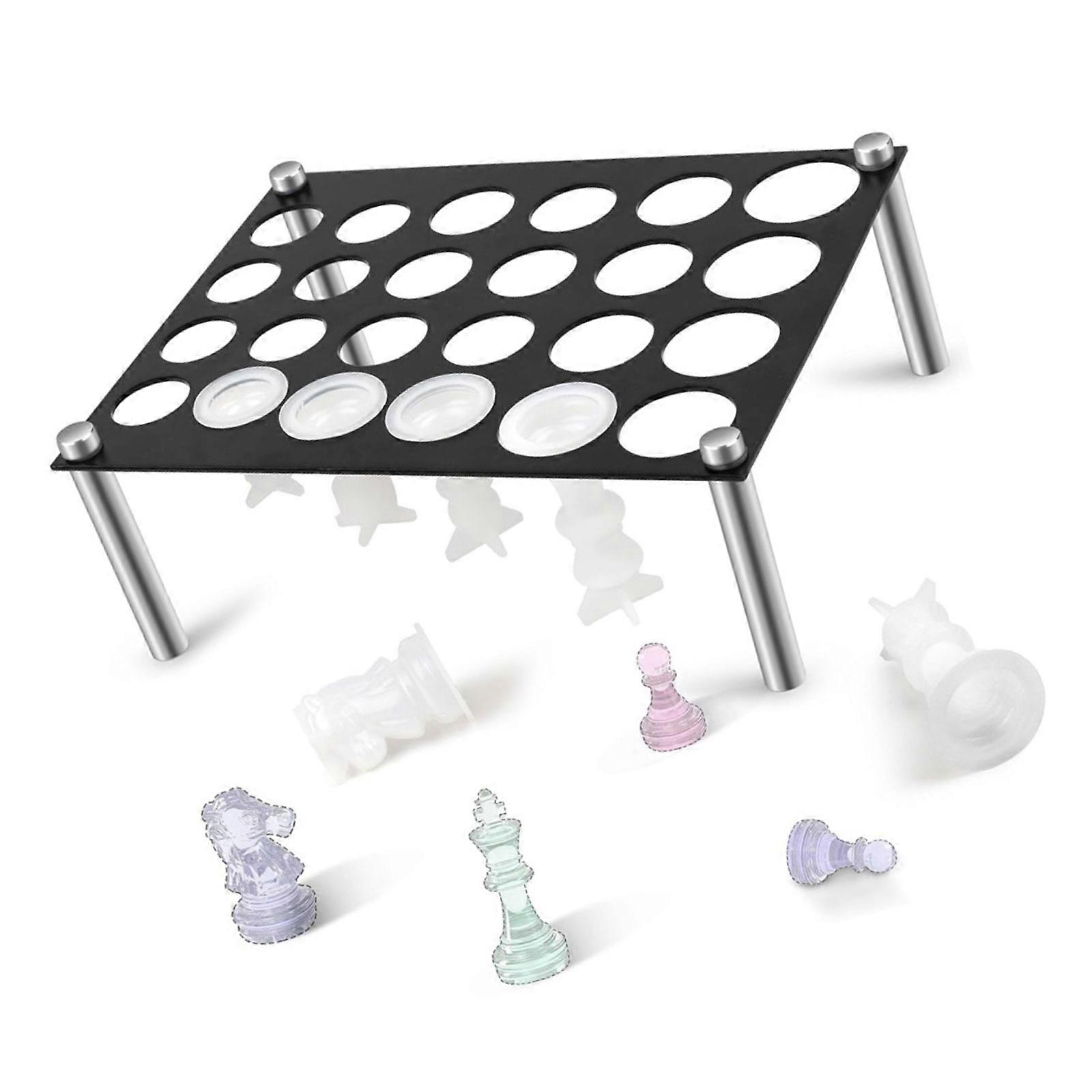 Transparency 24 Hole Chess Casting Frame Mold Holder With Secure Positioning Systems Practical Storage Rack Multicolor