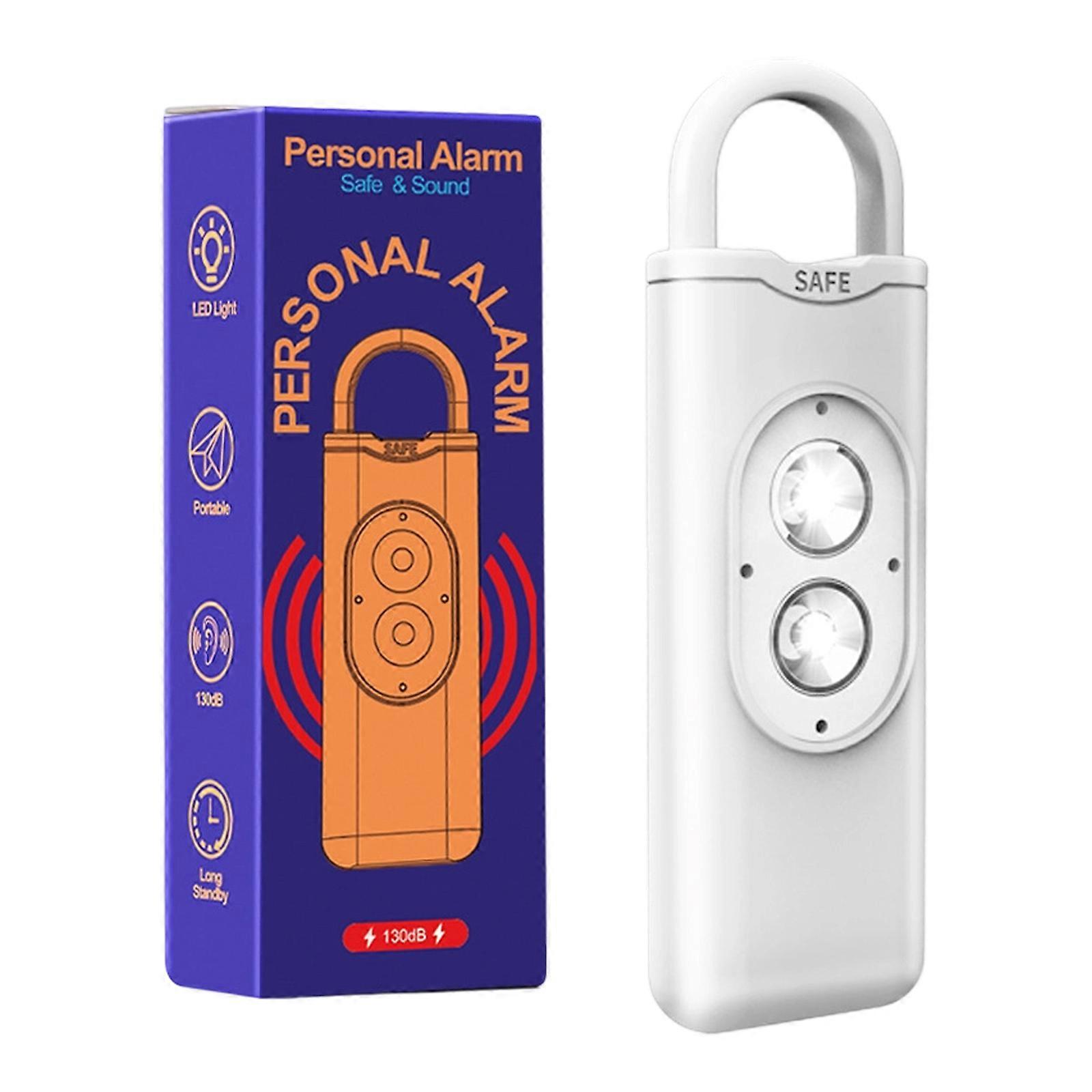 Personals Safety Gadget 130dB Sound Alerts Strobe Warning Light For Immediate Emergency Response Situation  White