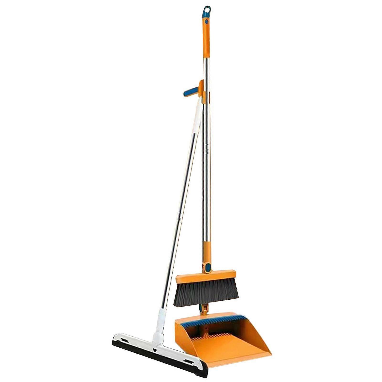 With Dustpan Combo Set And Dustpan Set For Home Office Stand Up Floor Squeegee And Dustpan With Long Handle For Kitchen Room Hall Floor Cleaning