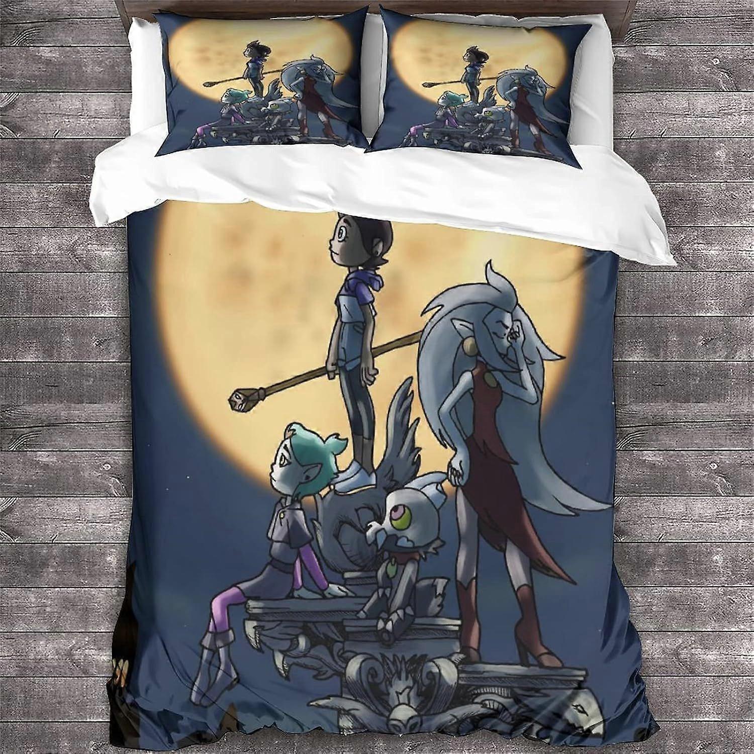 NOOFIE The Owl House Duvet Cover Set, Animação 3D Bedding Set com fronhas de microfibra & Zipper Closure Quilt Case Animation Printed Effect King