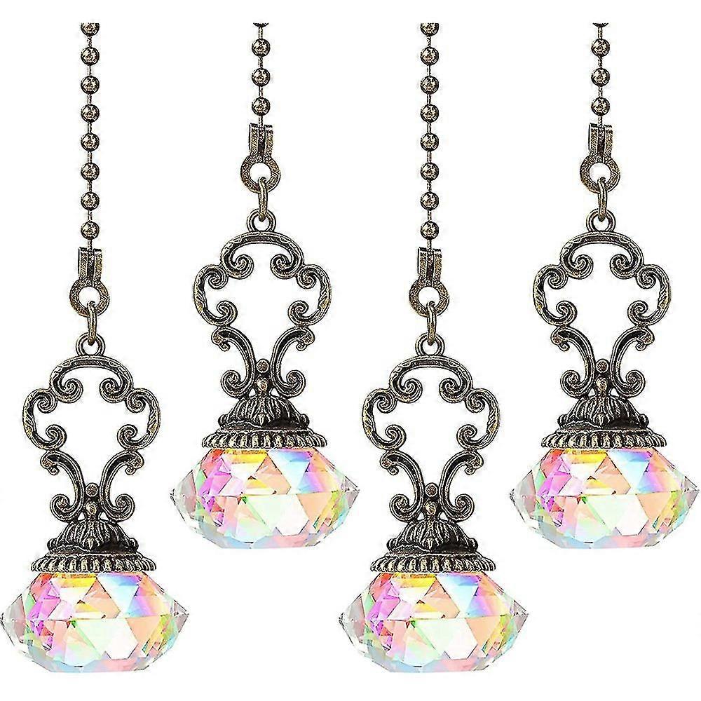 4 Pieces Artificial Crystal Ceiling Fan Pull Chains Pull Chain Extension with Connector for Light C