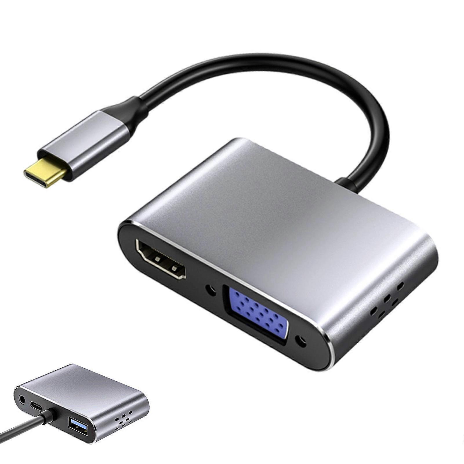 Thin Aluminum USB CREATE Center VGA 5 Harbors Simultaneous Charging and Display Output for Laptops Devices Multicolor