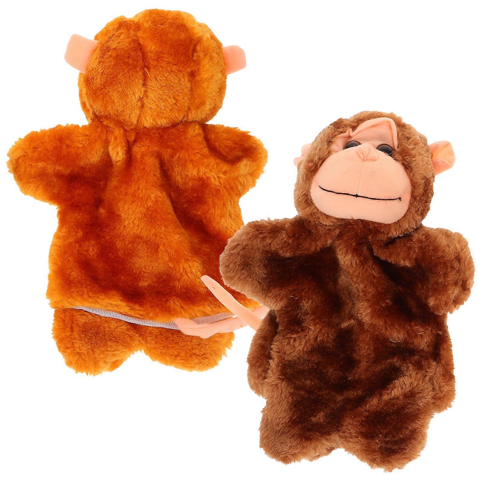 Educational Monkey Hand Puppet for Kids Use 2Pcs Set with Bright Colors