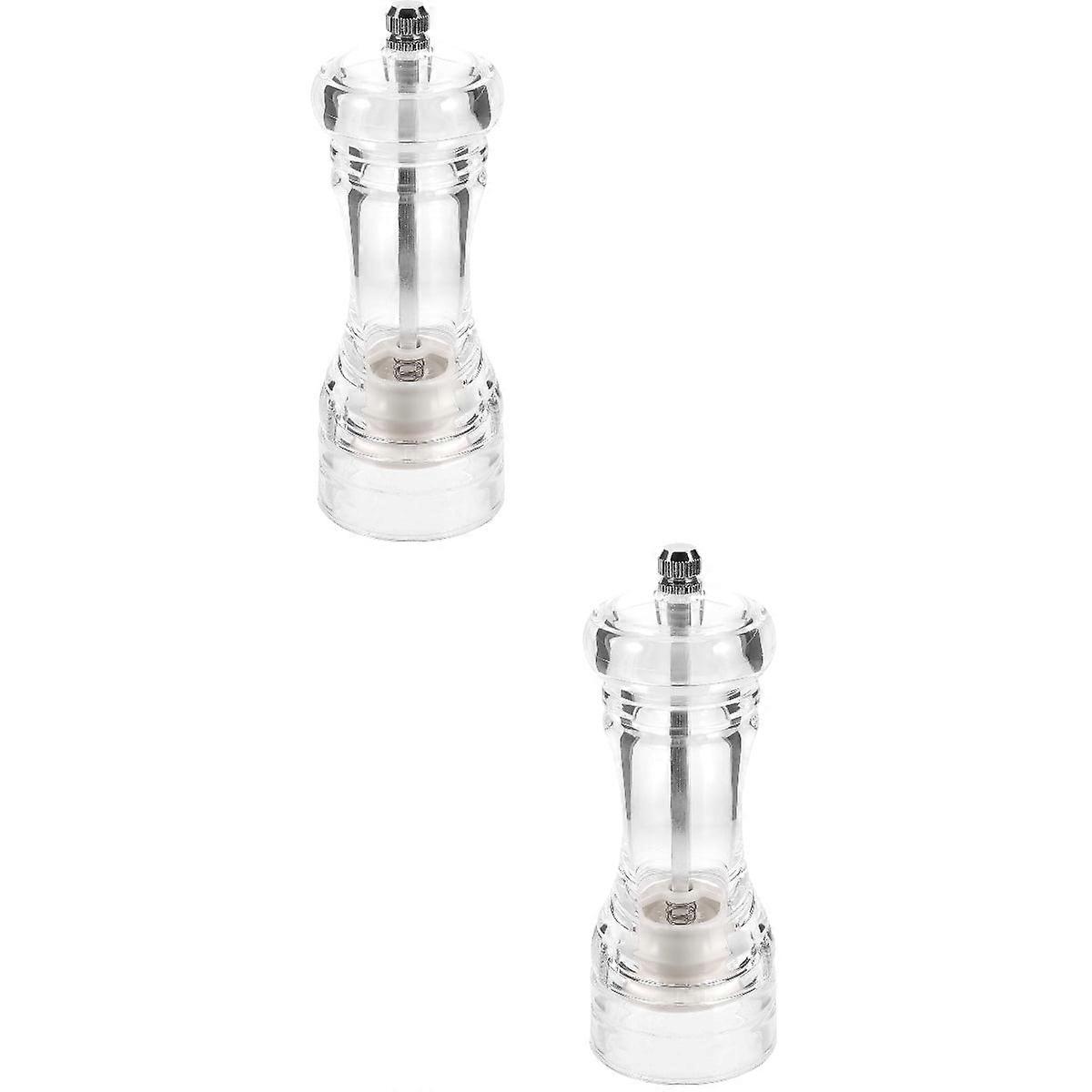 2pcs Salt and Pepper Refillable Manual Salt Pepper Mill Kitchen Gadget