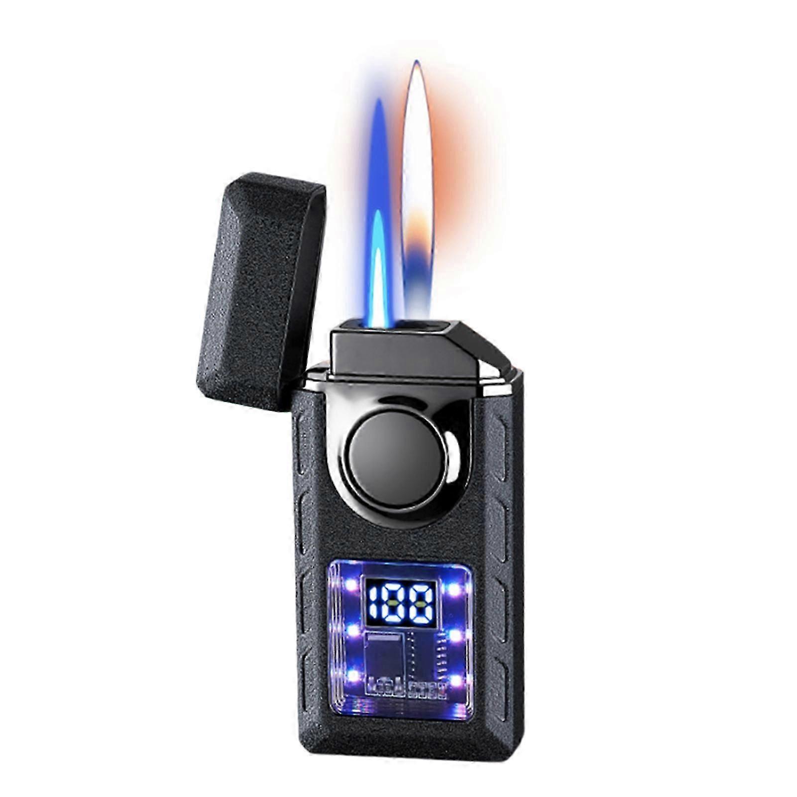 Smart Rechargeable Lighter with 4 Ignition Modes: Voice Control Airflow Tap Gravity USB-C Dual Flame